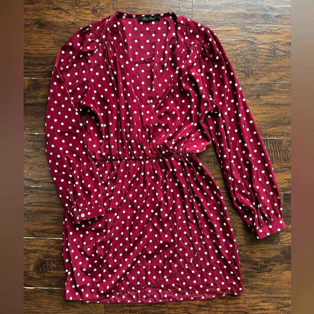 Burgundy Polka Dot Dress